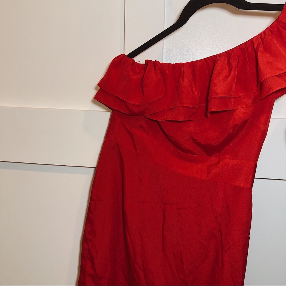 Level Eight Red One Shoulder Ruffle Dress - Picture 2 of 2